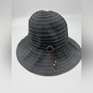 Joe Boxer gray ladies boho sunhat with wood bead design